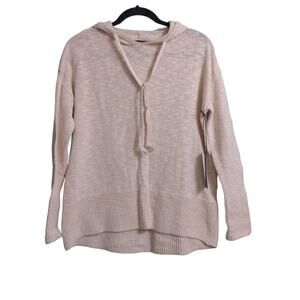 Rachel Zoe Womens Pullover Sweater Beige Long Sleeve Cotton Linen Hooded S New